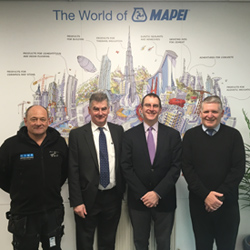 FITA representatives Mick Oâ€™Flynn, Steve Ramsden and Richard Catt with Mapei Resilient Product Manager John Monaghan.
